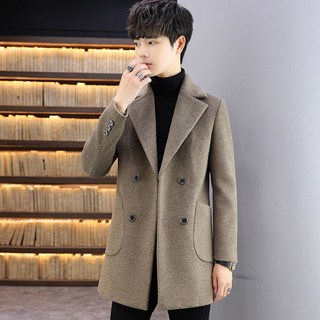 가을 겨울 남성용 모직 하프 코트 빅사이즈 캐주얼 남성 코트 트렌디 남자 슬림핏 반코트 트렌치 재킷 PXY