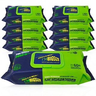 아임빅사이즈물티슈 도톰한 엠보싱 캡 60매 330*250mm XXXL 특대형 I'M BIGSIZE TISSUE, 5개, 60개입, 60g