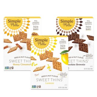 Simple Mills Sweet Thins New Cookies 버라이어티 팩 씨앗 및 견과류 가루 (레몬 허니 시나몬 초콜릿 브라우니) - 글루텐 프리 팔레오 친화적, Simple Mills Sweet Thins New C