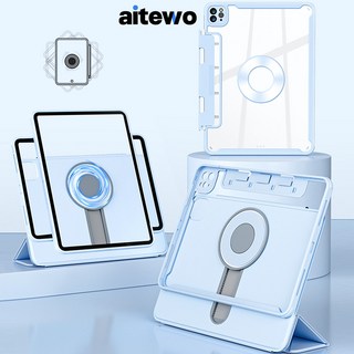 AITEWO 아이패드 마그네틱 케이스 높이조절 펜슬수납 360도회전 프로 1/2/3/4/5/6/7 세대 에어4/5/6/7 10.9인치 11인치 12.9인치 13인치 M2 M3 M4, 블루, 1개