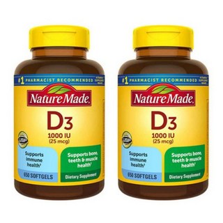 Nature Made 네이처 메이드 비타민 D3 1000IU 650정 2통, 2개