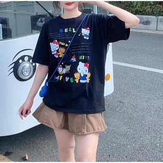 키치뱅 반팔 박스티 키치패턴 y2k 핀터무드 블랙티 기본티 루즈핏 박스티 면티