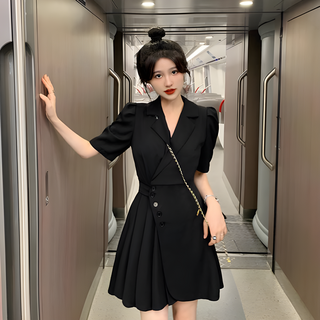 AOKADA 여성 미니 정장 하객 여름 플리츠 원피스