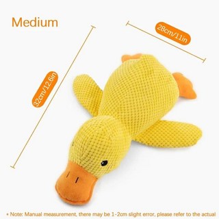 강아지 큰 노란색 오리 봉제인형 애완견 잠자는 씹는 소리 침대 재미있는, 2. M, 1개