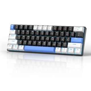 MageGee 60% 기계식 키보드 레드 스위치 및 씨 블루 백라이트가 있는 게이밍 61키 USB-C 윈도우/맥 호환 161494, MAGEGEE 화이트 블랙 블루-레드 스위치, White Black/Red Switches, 적축, 1개