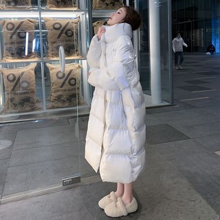 여성 캐주얼 겨울 경량 유광 롱 패딩 다운 점퍼 자켓 잠바 오버핏 광택 표준 DG1