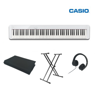 카시오 PX-S1100+톱니쌍열스탠드+덮개+헤드폰, 화이트, 1개