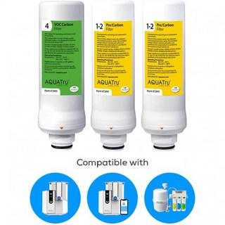 아쿠아트루 1년 콤보팩 RO 필터 번들 클래식용 프리필터 2개 카본 1개 포함 커넥트 앤 언더 싱크 역삼투 정수기
