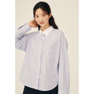 JJ지고트 버튼 다운 스트라이프 블라우스
