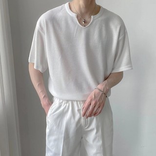Cwadun 남성 여름 캐주얼 반팔 니트 티셔츠 SF19