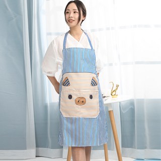 스타존 생활방수 린넨 스트라이프 목걸이형 앞치마, 블루, 1개