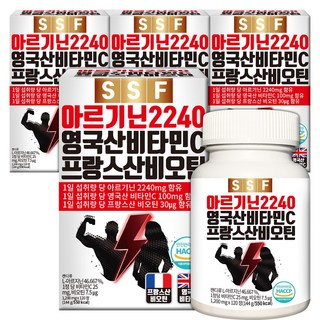 순수식품 고함량 L-아르기닌 2240mg 타우린 바티민씨, 120정, 4개