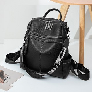 대성 여성 가죽가방 심플 스티치 백팩