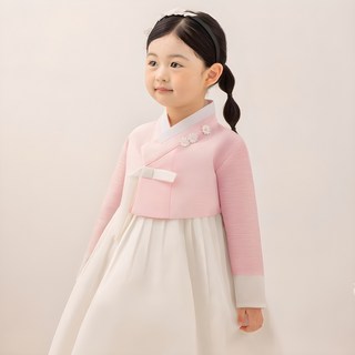 가온한복 여아용 여연분홍흰꽃 한복세트 AW182