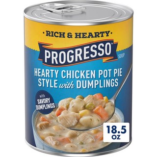 Progresso 프로그레스 리치 앤 하티 치킨 팟 파이 스타일+만두 캔드 수프, 524g, 4개