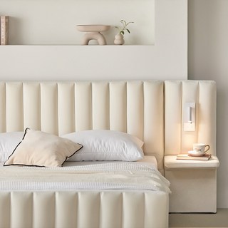 퍼니코 샤르망 앤틱 매립형 벨벳 패브릭 침대 사이드 패널 (단독구매불가), 조명형 패널_크림 아이보리