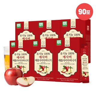 매일1분 100% 유기농 애사비 스틱 애플사이다비니거 사과식초, 90개, 20g