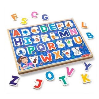 Melissa & Doug Ms. Rachel 목재 파닉스 알파벳 사운드 퍼즐 조명 활성화 음향 효과 24피스 유아 장난감 만 2세 이상 남아 및 여아용 - FSC 인증, Melissa & Doug Ms. Rachel 목재 파