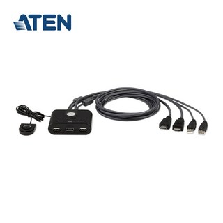 ATEN 2포트 HDMI 케이블 일체형 KVM 스위치 CS22HF, 1개