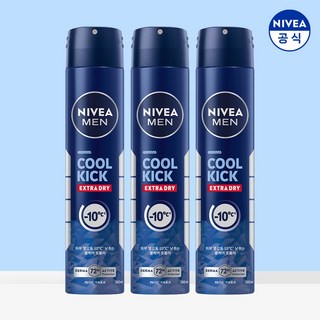 니베아 맨 쿨킥 스프레이 데오드란트, 200ml, 3개