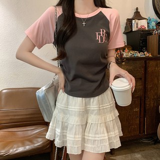 POMTOR 여성 여름 캐주얼 반팔 티셔츠 라운드 상의