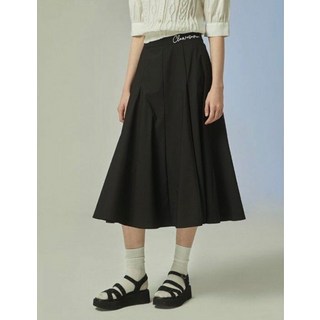 (백화점 상품) 자수 레터링 밴딩 플레어 스커트C242MSD132 3455668, 55, 블랙, 1개