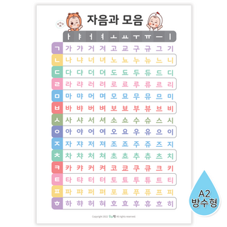 한글 벽보 자음 모음 글자 학습 포스터 유아 국어