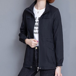 [모던허니] 봄 가을 여성 무지 포켓 주머니 허리밴딩 슬림핏 카라넥 집업 베이직 기본 바람막이 아노락 자켓 점퍼 재킷 잠바 코트 아우터