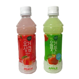 웅진 요거상큼 복숭아 340mlx6펫+사과 340mlx6펫, 340mlx12펫, 12개, 340ml