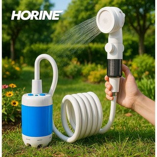 HORINE 휴대용 야외 캠핑 샤워기 무선 샤워펌프, 1개, 블루