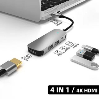 맥북 호환용 도킹 스테이션 USB 3.0 어댑터 허브 C타입-HDMI 호환 무선 충전기 15 10 5/4 인 1, [01] 4 in 1 HDMI, 01 4 in 1 HDMI