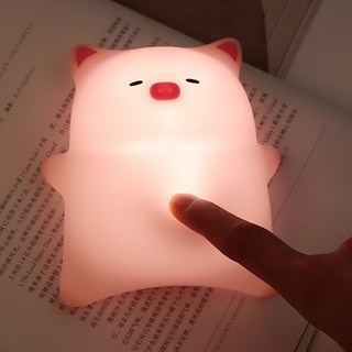 케이엠 2000mAH 말랑말랑 피그 LED 3단계 충전식 터치무드등 타이머 취침등 무드등, 철푸덕 놀부돼지