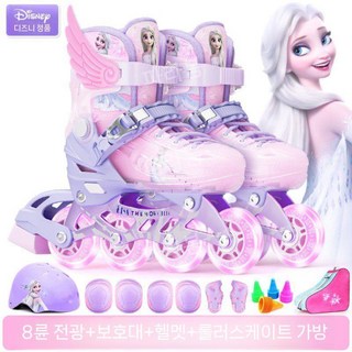 디즈니 엘사 스케이팅 신발 인라인 스케이트 롤러브레이드, 강화 쉘 (8플래시 가방 박스), 1개