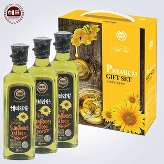 롯데 해표 프리미엄오일 선물세트 카놀라유 1P 2P 3P 4P 1세트 해표 해바라기유 3P 500ml 상품 이미지