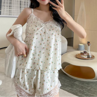 여름 파자마 레이스 나시 새틴 쉬폰 상하의 세트 잠옷