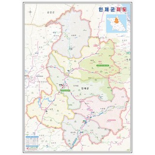 나우맵 인제군지도 코팅 - 강원도 도로 행정 우리나라 전도