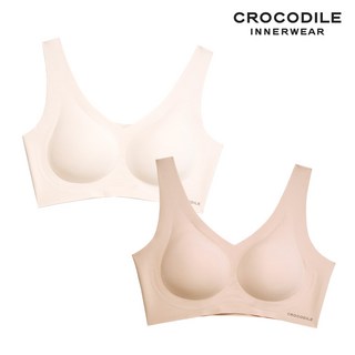 [크로커다일] 감탄브라 소프트 쿨인견 쉘론 패드일체형 V넥 브라2종 베이지 다크베이지 CDWBR5N1011