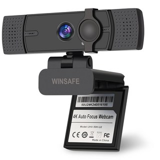 WINSAFE 4K PC용 웹캠 UHD 영상 통화 PDAF 오토포커스 듀얼 노이즈 캔슬링 마이크 70 FOV 1080P@60FPS 프라이버시 커버 USB 플러그 앤, 4K Webcam PDAF