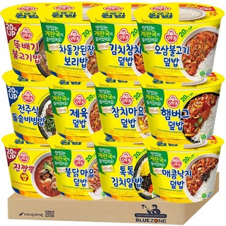[블루존] 오뚜기 컵밥 20% UP 계란국포함 12종 (김치참치+톡톡+참치마요+불닭마요+전주돌솥+매콤낙지+제육+오삼+뚝불+진짬뽕+차돌+햄버그) 1세트, 3.428kg