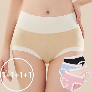 여성 배색 모달 심리스 스판팬티 4장세트