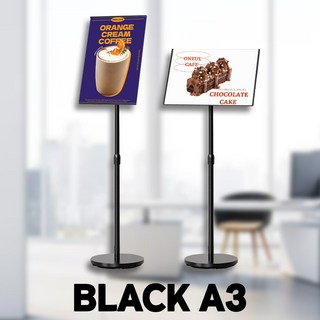 텔미픽미 높이조절 포스터 스탠드 화이트 블랙 A4 A3 POP 거치대 메뉴판 입간판 광고판, 1개, 블랙 A3