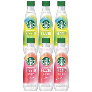 [캔톡톡]스타벅스 피지오 탄산음료 2종 각 3개씩 혼합(피치딸기+쿨라임), 6개, 400ml