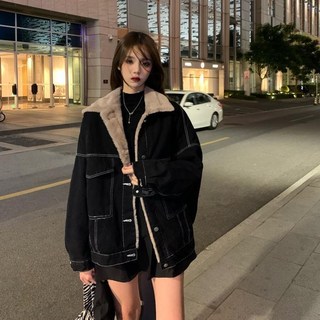 카카보보 여성 가을 겨울 기모 데님 코트 오버핏 청자켓 데일리 털안감 아우터 루즈핏 데님 재킷 외투 캐주얼 데님 점퍼