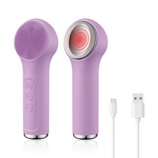 실리콘 진동클렌저 세안 브러시 온열 얼굴마사지기SK0310 고주파마사지기 휴대용, 1개, 퍼플