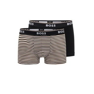 BOSS 남성용 3팩 멀티 디자인 볼드 로고 트렁크 올리브 그린 깃발/블랙/블랙