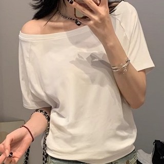 안녕릴리 여성 여름 오프숄더 루즈핏 반팔 티셔츠