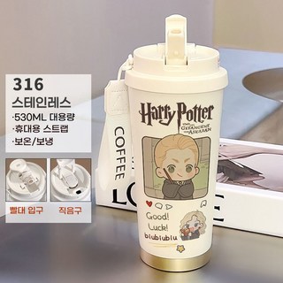 아소공방 해리포터 스테인레스 316 캐릭터 보온 텀블러, 1개, 말포이, 530ml