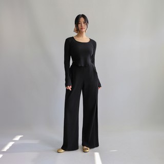 옆핀턱 순면골지 와이드팬츠 면골지바지 니트대용바지 통바지 롱바지