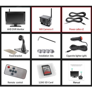 화물차 후방카메라GreenYi 10 인치 AHD 무선 4CH DVR 기록 IPS 모니터 및 디지털 IR 후면보기 카메라 트럭