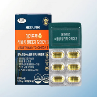 메가프로 식물성 알티지오메가3 rTG오메가 식약처인정 30캡슐, 1개